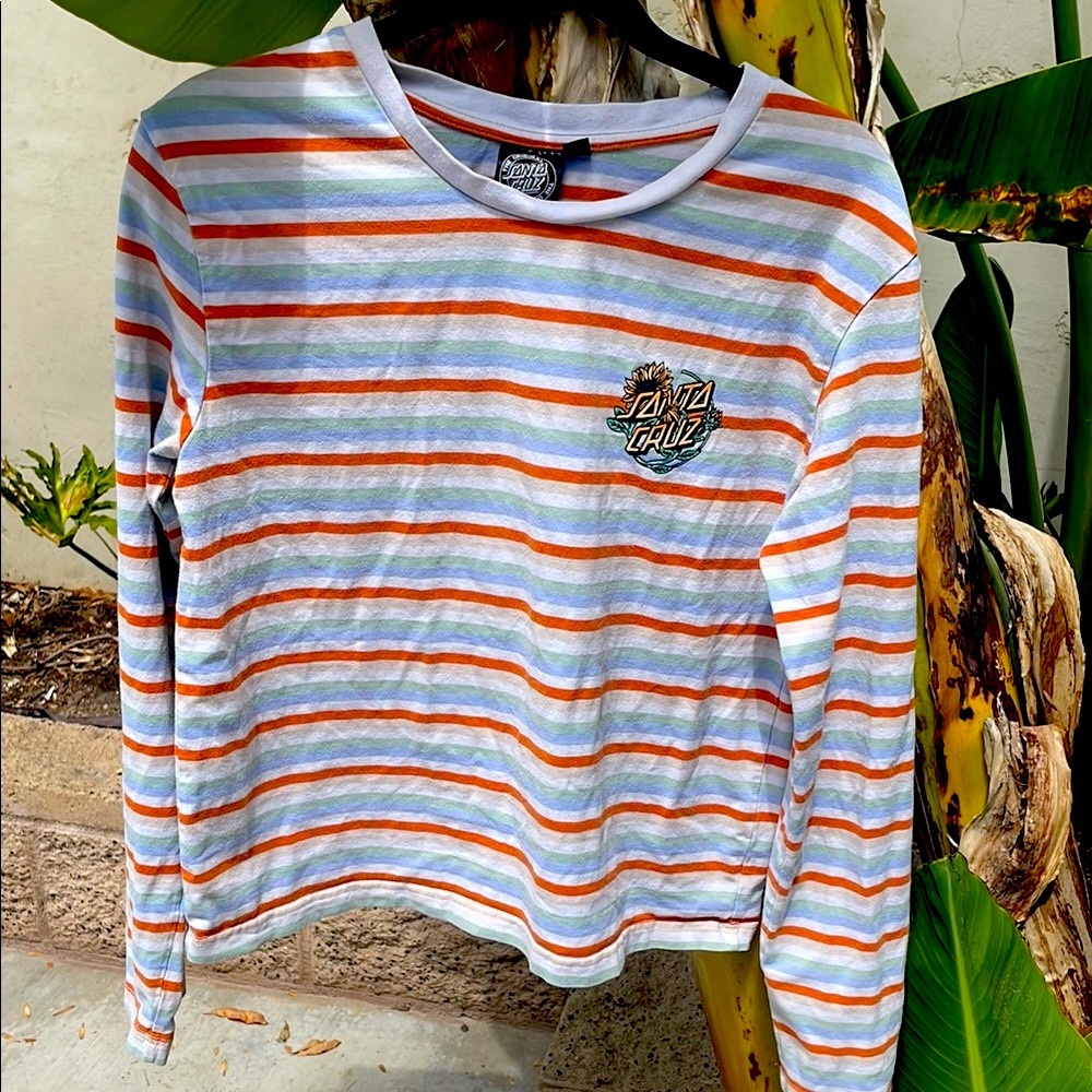 Santa Cruz Skateboards Orange and Blue Long Sleeve Tee